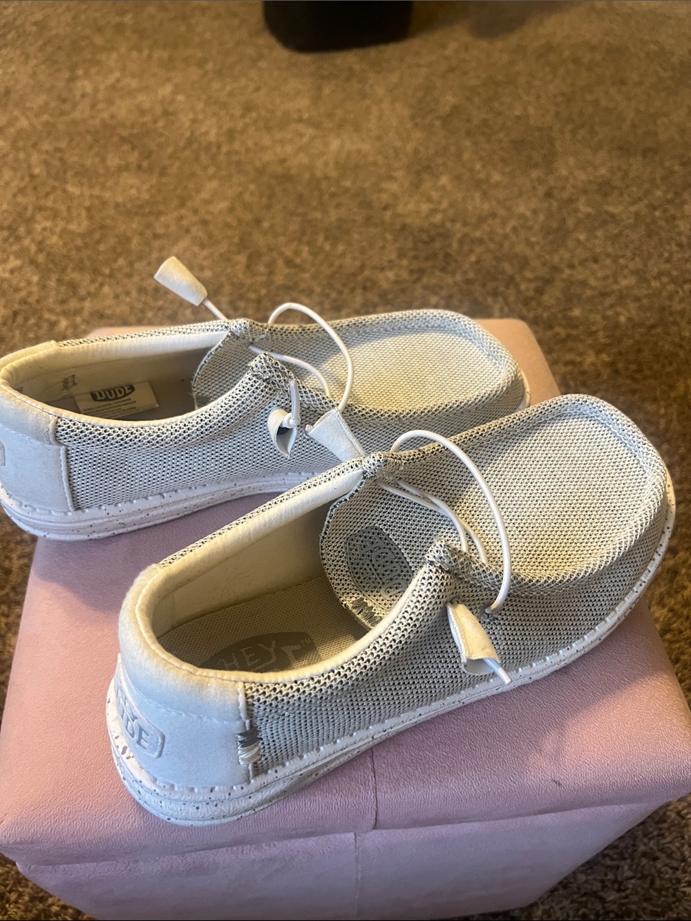 Hey Dude Kids Wally Lite Slip-On Sneakers in Light Gray and White